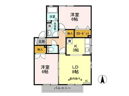 サンメゾン A(2LDK/1階)の間取り写真