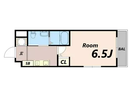 ヴィスタ武庫(1K/2階)の間取り写真