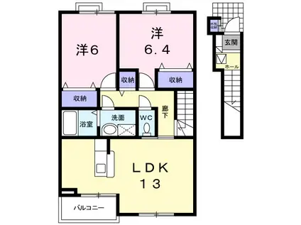 フローレンス松代(2LDK/2階)の間取り写真