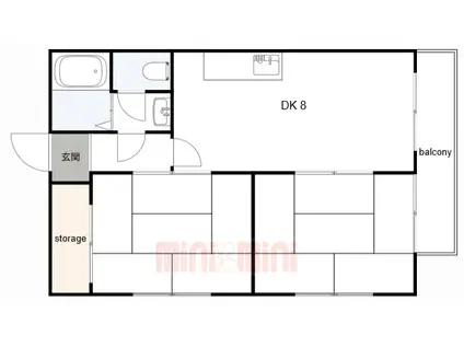 サンフローレ千代ヶ丘(2DK/2階)の間取り写真