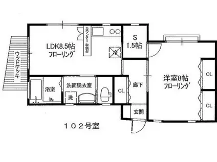 エスポワール(1SLDK/1階)の間取り写真