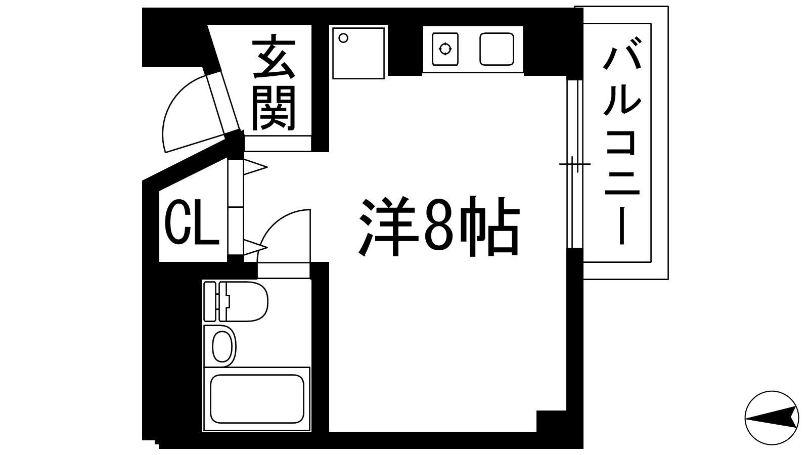 ロイヤルコート上池田(ワンルーム/2階)の間取り写真