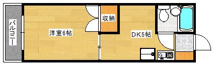 シャルム石井(1DK/2階)の間取り写真
