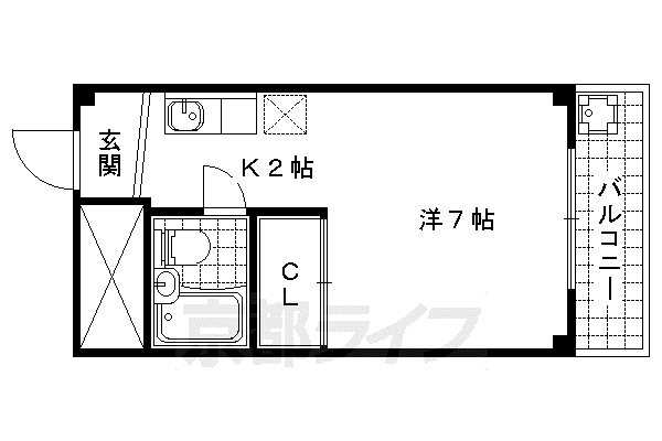 マイルームオトワ(1K/1階)の間取り写真
