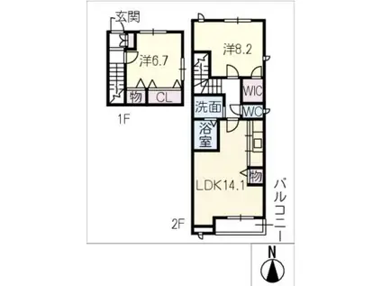 ピュアセレーネ(2LDK/2階)の間取り写真