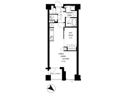 プレミスト赤坂檜町公園(1LDK/2階)の間取り写真