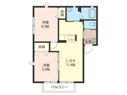 シャーメゾン ライフ(2LDK/2階)の間取り写真