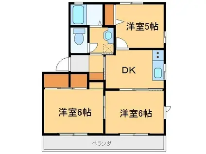 ハイツエクセレンスB(3DK/2階)の間取り写真