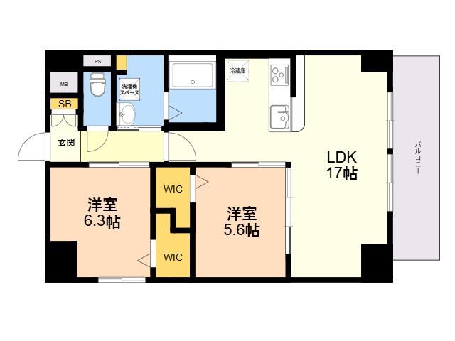 博多グランドレジデンス(2LDK/10階)の間取り写真