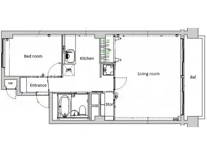 シャトー赤坂台(2K/3階)の間取り写真