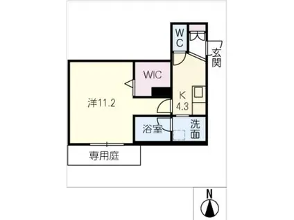 エクラジェント(1K/1階)の間取り写真