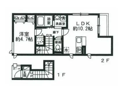 プランドール恵比寿(1LDK/2階)の間取り写真