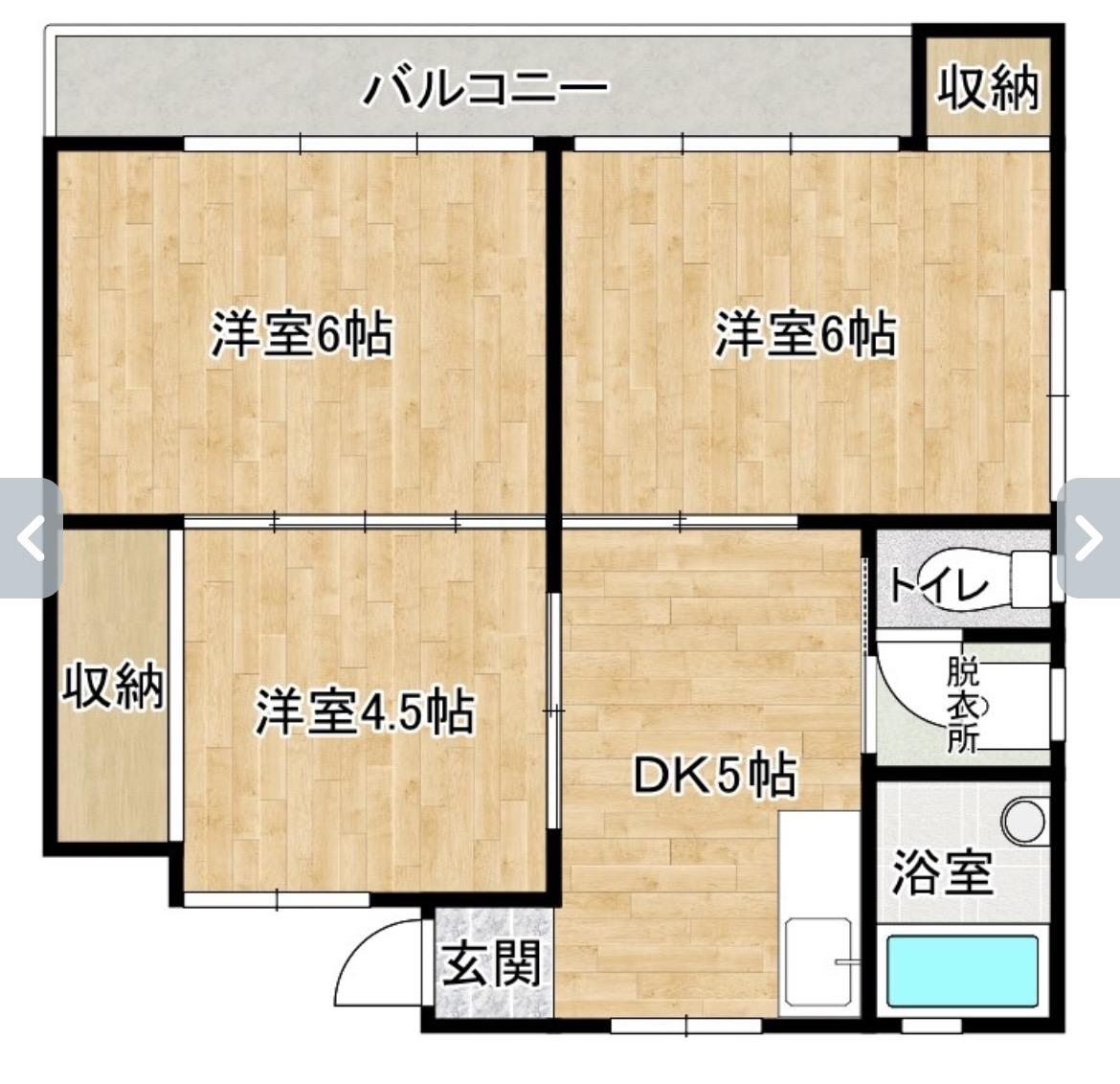 サーフサイドビル大里(3DK/1階)の間取り写真