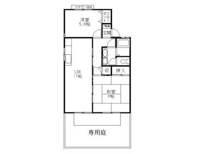 コーポマルハC棟(2LDK/1階)の間取り写真