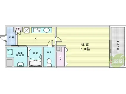 プルメリア阪大前(1K/3階)の間取り写真