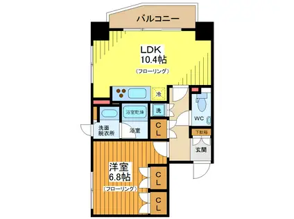 コンフォリア三宿(1LDK/12階)の間取り写真