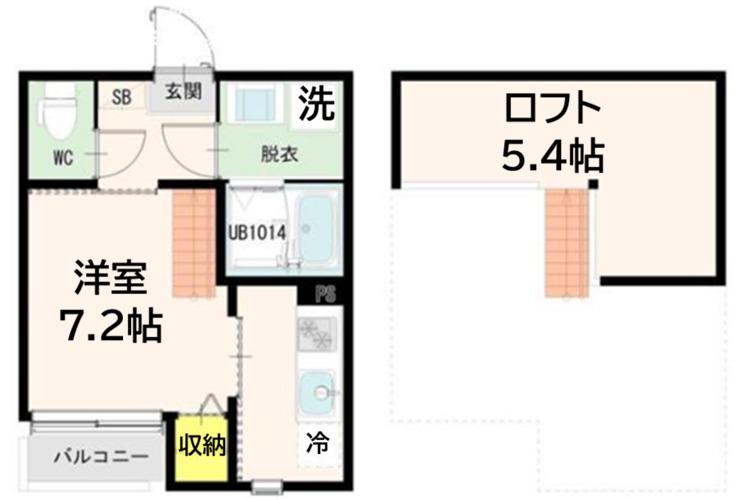 GREEN HILLS 台原(1K/1階)の間取り写真