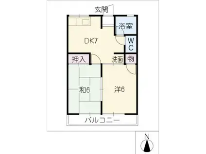 シティハイム・サングリーン(2DK/1階)の間取り写真