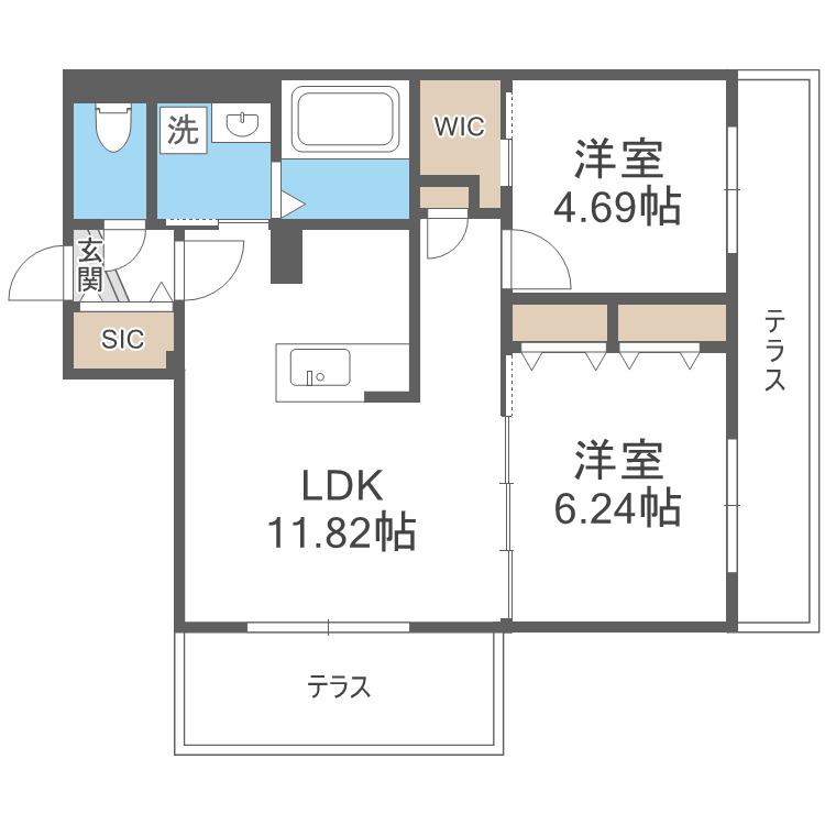 LIVECASA豊平(2LDK/1階)の間取り写真
