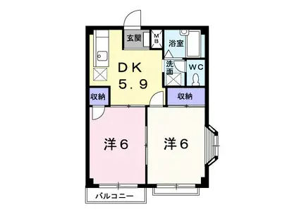 エルディム小久保(2DK/2階)の間取り写真