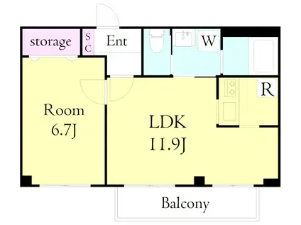 ポレール・サカイ(1LDK/1階)の間取り写真
