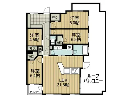 ランドシティ玉川学園ロイヤルテラス(4LDK/5階)の間取り写真