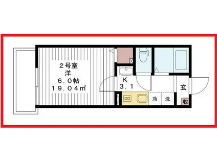 エージェイ六町(1K/1階)の間取り写真