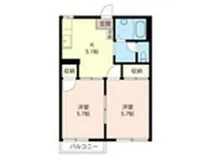 ハイツスズキ(2K/2階)の間取り写真