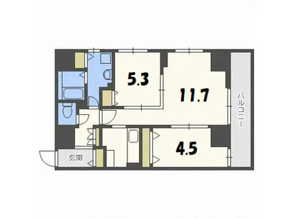 レジディア南1条(2LDK/7階)の間取り写真