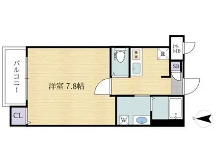 ジーイーキャトフ(1K/1階)の間取り写真