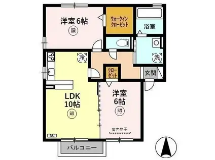 プラムF(2LDK/2階)の間取り写真