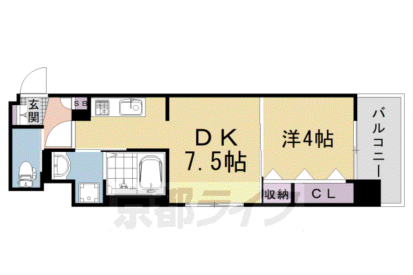 ベラジオ雅び京都西院II(1DK/3階)の間取り写真