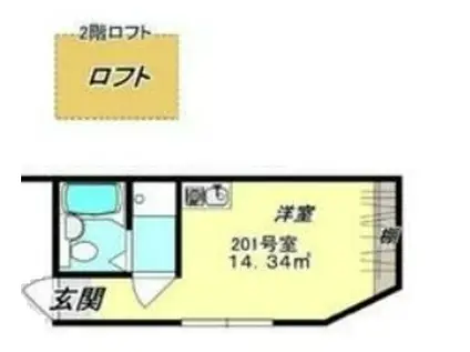 グリーンパレス板橋(ワンルーム/2階)の間取り写真