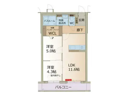 ARCADIA(2LDK/1階)の間取り写真