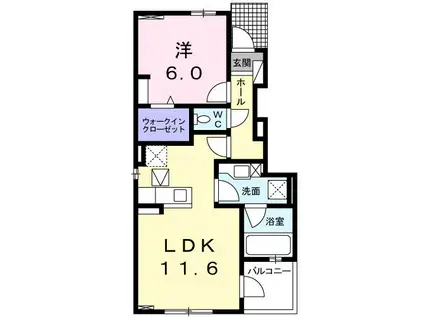 ダイアリーI(1LDK/1階)の間取り写真