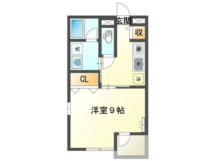 アーバンハイム(1K/2階)の間取り写真