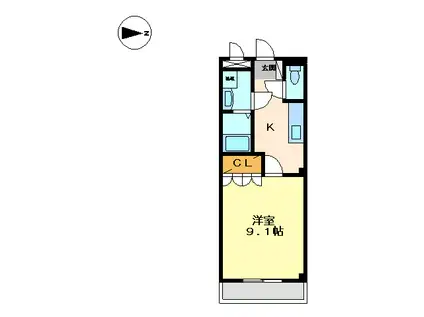 ルラシオン(1K/1階)の間取り写真