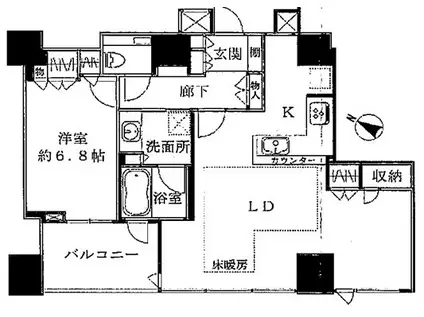 シティタワー新潟(1LDK/7階)の間取り写真