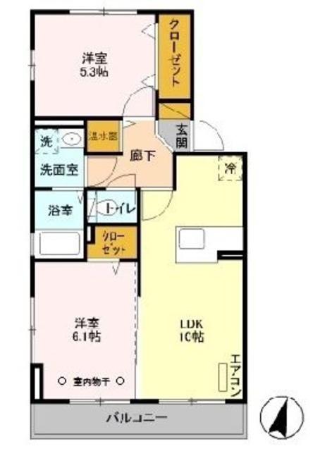イーストエンジェル青山A棟(2LDK/2階)の間取り写真