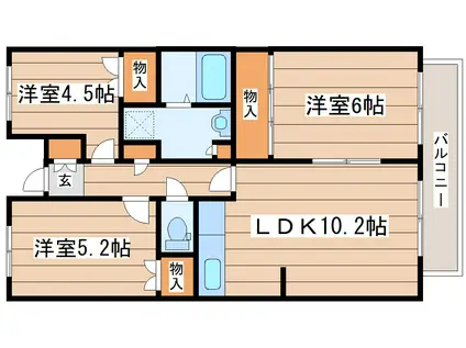 グランドール泉中央II(3LDK/1階)の間取り写真