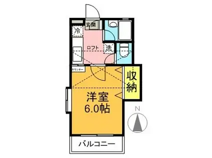 羽根木パークヒルII(1K/1階)の間取り写真