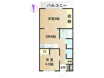 ロイヤルハイツ・すみよし(2DK/3階)の間取り写真