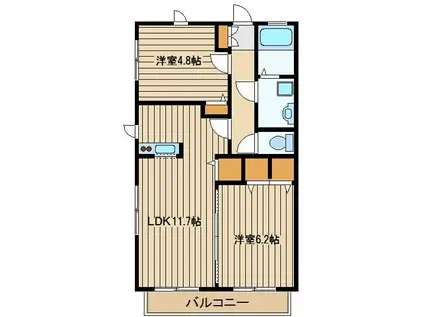 ペアシティ(2LDK/2階)の間取り写真