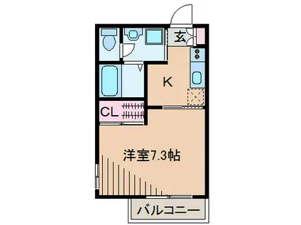 カーサ・アモーレ(1K/2階)の間取り写真