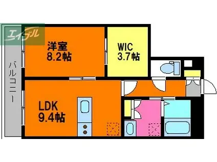 スカイヒルズ(1LDK/3階)の間取り写真