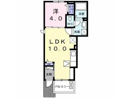メゾン・ド・KOU A(1LDK/1階)の間取り写真
