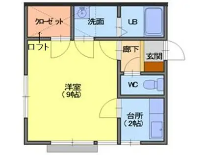 ジェイ・ジェイIII(1K/2階)の間取り写真