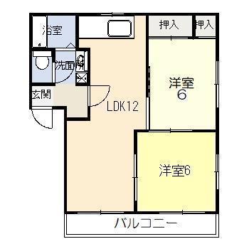 ゆぁーずMII(2LDK/1階)の間取り写真