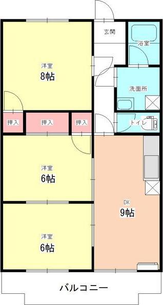 藤塚ハイツ(3DK/4階)の間取り写真