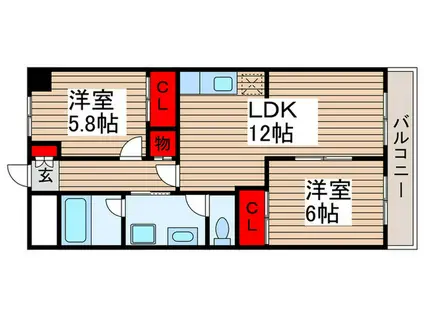 グランドール高橋(2LDK/3階)の間取り写真